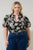 Elsinore Floral Jacquard Split Neck Top Curve