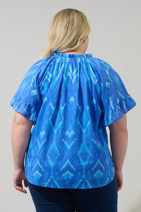 Carys Abstract Erie Split Neck Top Curve