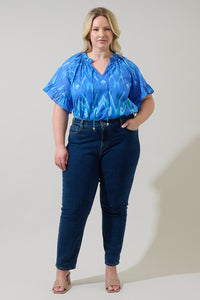 Carys Abstract Erie Split Neck Top Curve
