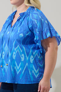 Carys Abstract Erie Split Neck Top Curve