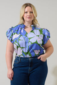Dayana Floral Poly Smocked Top Curve