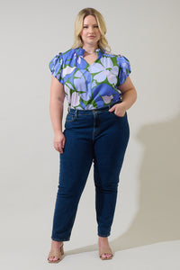 Dayana Floral Poly Smocked Top Curve