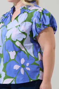 Dayana Floral Poly Smocked Top Curve