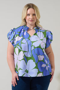 Dayana Floral Poly Smocked Top Curve