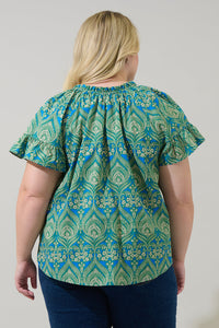 Nyra Paisley Macy Ruffle Top Curve