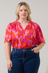 Charly Abstract Keira Ruffle Top Curve
