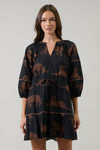 Zenzi Jungle Dabria Split Neck Mini Dress