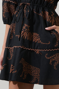 Zenzi Jungle Dabria Split Neck Mini Dress