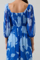 Seabloom Floral Amaretto Puff Sleeve Midi Dress