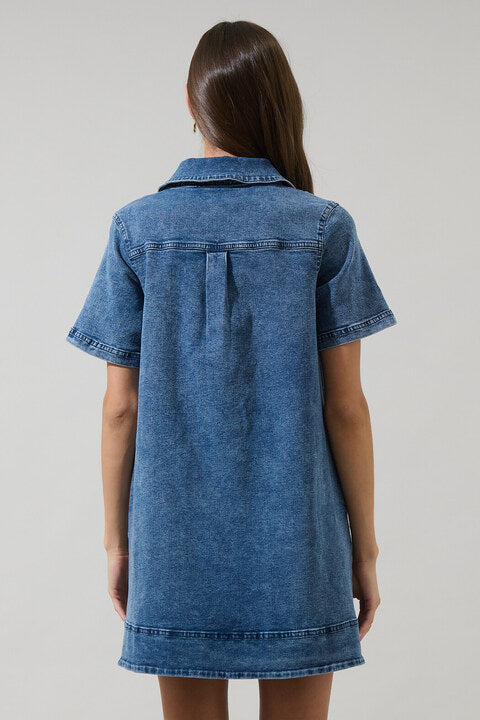 sugarlips denim dress Aura Jacey Denim Bow Shift Dress