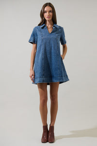 Rosalind Denim Shift Mini Dress