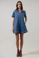 Rosalind Denim Shift Mini Dress