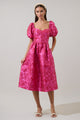 Danica Jacquard Alessi Puff Sleeve Midi Dress