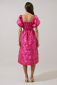 Danica Jacquard Alessi Puff Sleeve Midi Dress