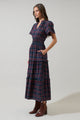 Miley Plaid Palmer Poplin Tiered Maxi Dress