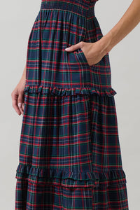 Miley Plaid Palmer Poplin Tiered Maxi Dress