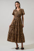 Shaina Leopard Palmer Poplin Tiered Maxi Dress