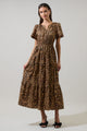 Shaina Leopard Palmer Poplin Tiered Maxi Dress