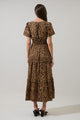Shaina Leopard Palmer Poplin Tiered Maxi Dress