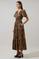 Shaina Leopard Palmer Poplin Tiered Maxi Dress