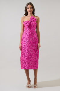 Harrington Jacquard Lola Bow Strapless Midi Dress