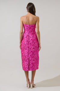 Harrington Jacquard Lola Bow Strapless Midi Dress