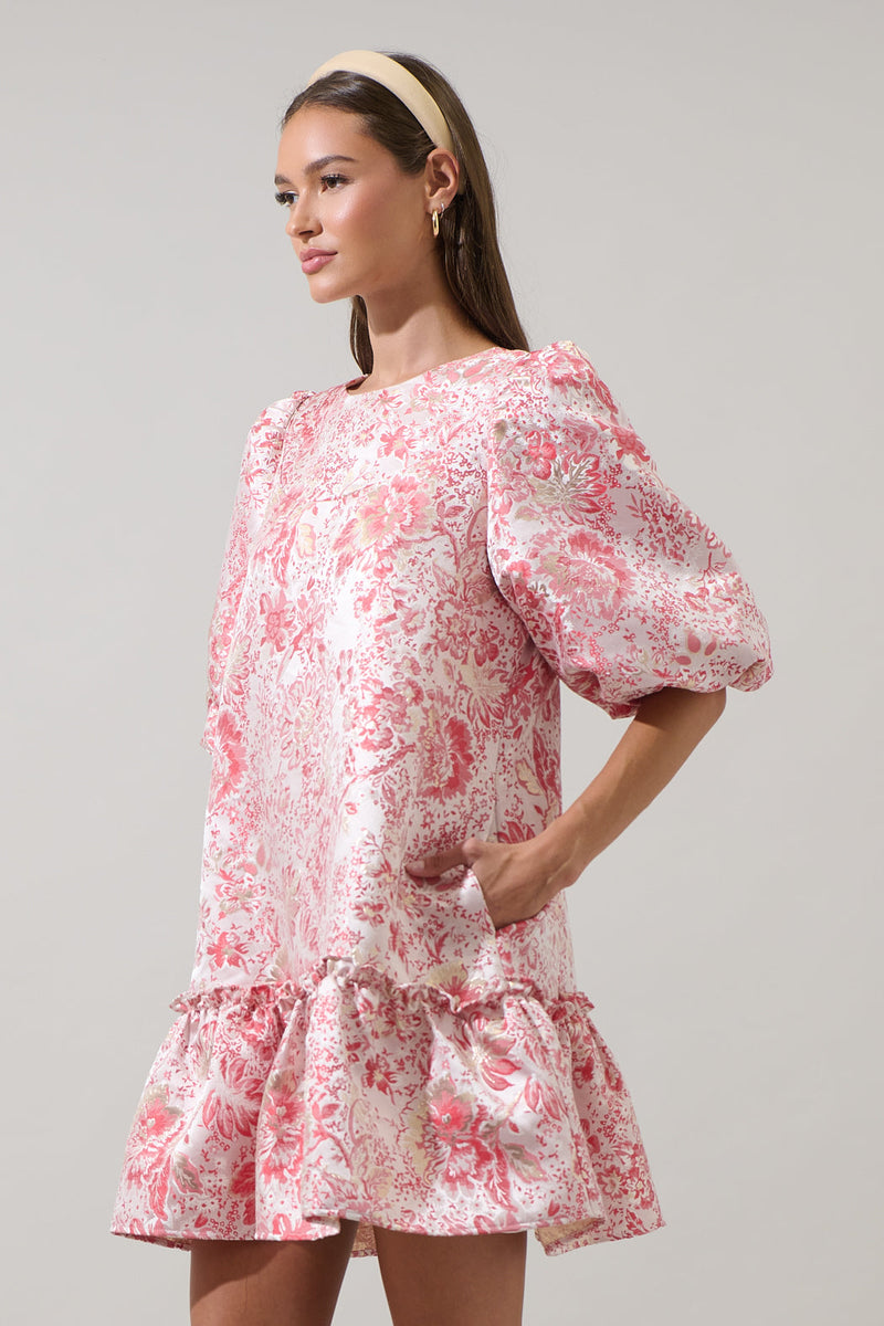 Lola Jacquard Ruffle Shift Dress – Sugarlips