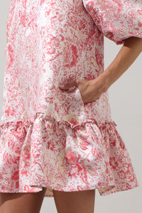 Lola Jacquard Ruffle Shift Dress