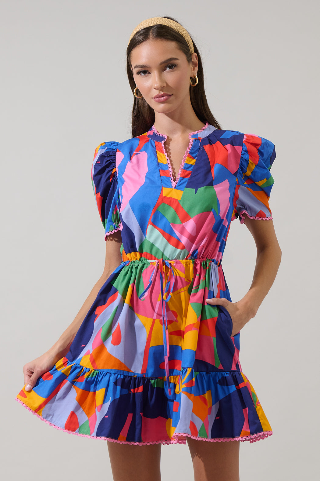 mini abstract dress Blue Swirl Print Mini Dress