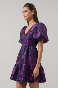 Farrah Jacquard Floral May Tiered Mini Dress