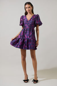 Farrah Jacquard Floral May Tiered Mini Dress