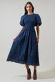 Deana Eyelet Smocked Midi Dress