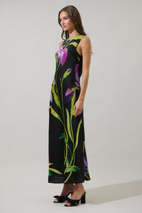 Varkey Floral Saisha Satin Midi Dress