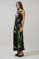 Varkey Floral Saisha Satin Midi Dress