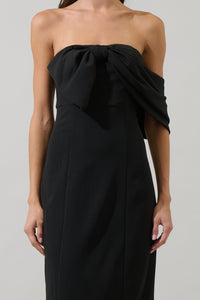 Vibiana Bow One Shoulder Midi Dress