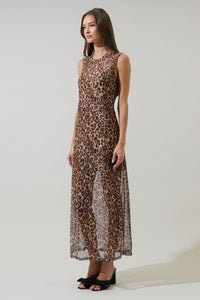 Briony Leopard Celie Mesh Maxi Dress