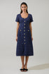 Adriella Tweed Hilaria Short Sleeve Midi Dress