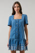 Jamie Denim Embroidered Mini Dress