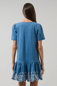 Jamie Denim Embroidered Mini Dress