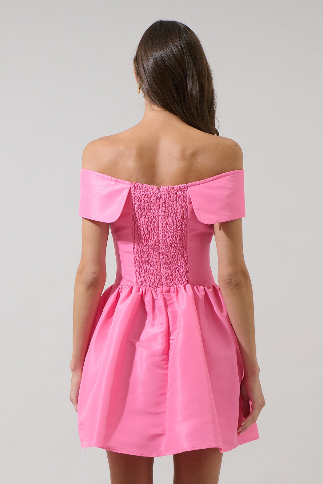 sugar lips off the shoulder dress Hana Tropics Enamored Off the Shoulder Ruffle Dress RED-FUCHSIA-MULTI / S by Sugarlips