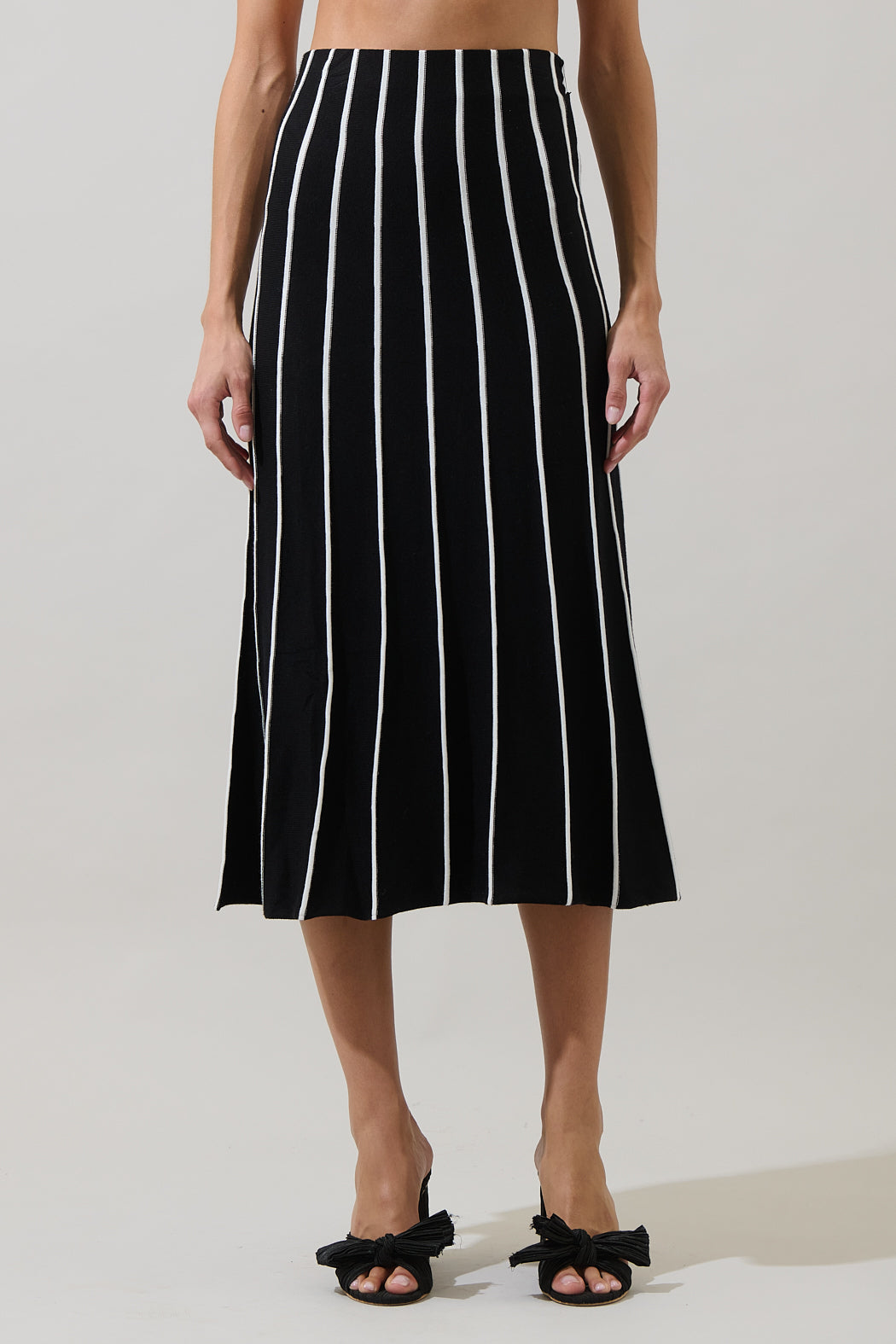 Devary Stripe Midi Knit Skirt