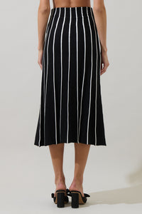Devary Stripe Midi Knit Skirt