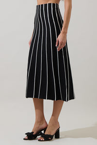 Devary Stripe Midi Knit Skirt