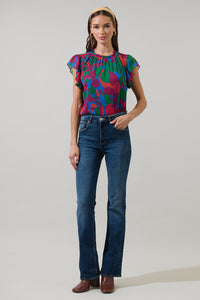 Kaeli Floral New In Town Cap Sleeve Blouse