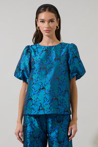 Farrah Jacquard Floral Joi Bubble Top