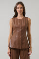 Anisa Leather Maize Sleeveless Top