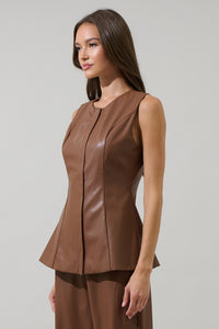 Anisa Leather Maize Sleeveless Top