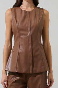 Anisa Leather Maize Sleeveless Top