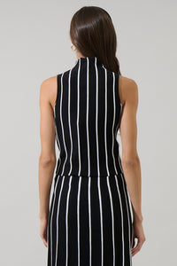Devary Stripe Mock Neck Knit Top