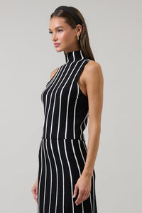 Devary Stripe Mock Neck Knit Top